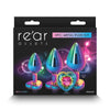 Rear Assets - Trainer Kit - Multicolour - Rainbow Heart - Multi Coloured Metallic Butt Plugs with Rainbow Hearts - Set of 3 Sizes