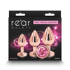 Rear Assets Trainer Kit - Rose Gold - Pink - Rose Gold Metallic Butt Plugs with Pink Gems - Set of 3 Sizes