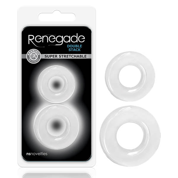 Renegade - Double Stack - Clear Cock Rings - Set of 2