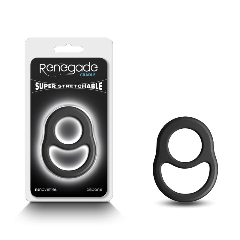 Renegade Cradle - Black - Black Cock & Balls Ring