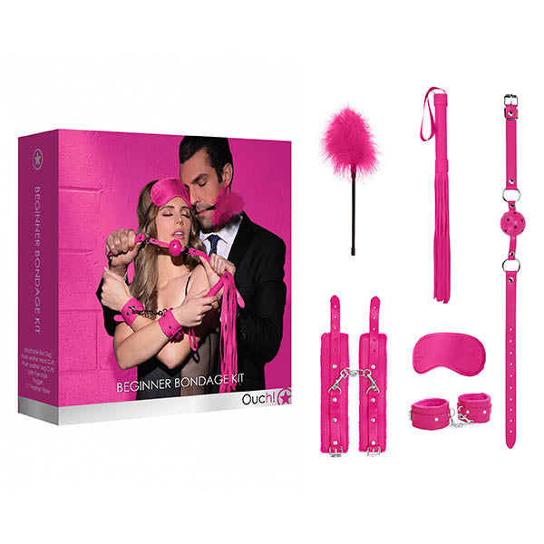 Ouch! Beginners Bondage Kit - Pink - 5 Piece Set