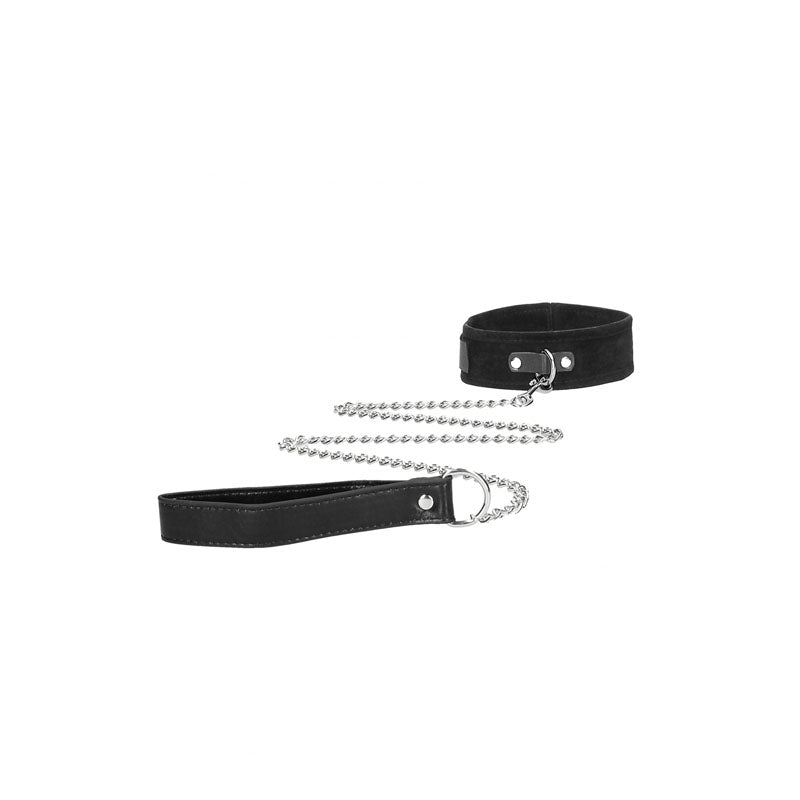OUCH! BW Velcro Collar With Leash And Hand Cuffs-(ou672blk)