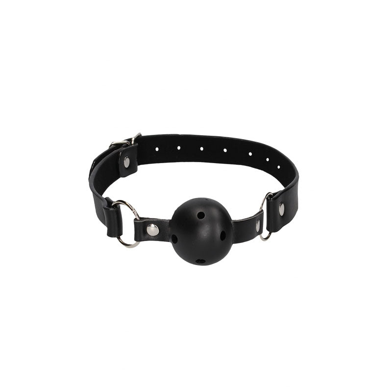 OUCH! Black & White Breathable Ball Gag With Bonded Leather Straps –  Early2bed