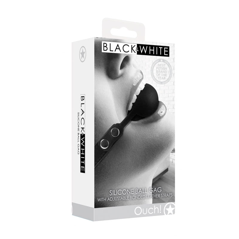 OUCH! BW Silicone Ball Gag with Adjustable Straps-(ou676blk)