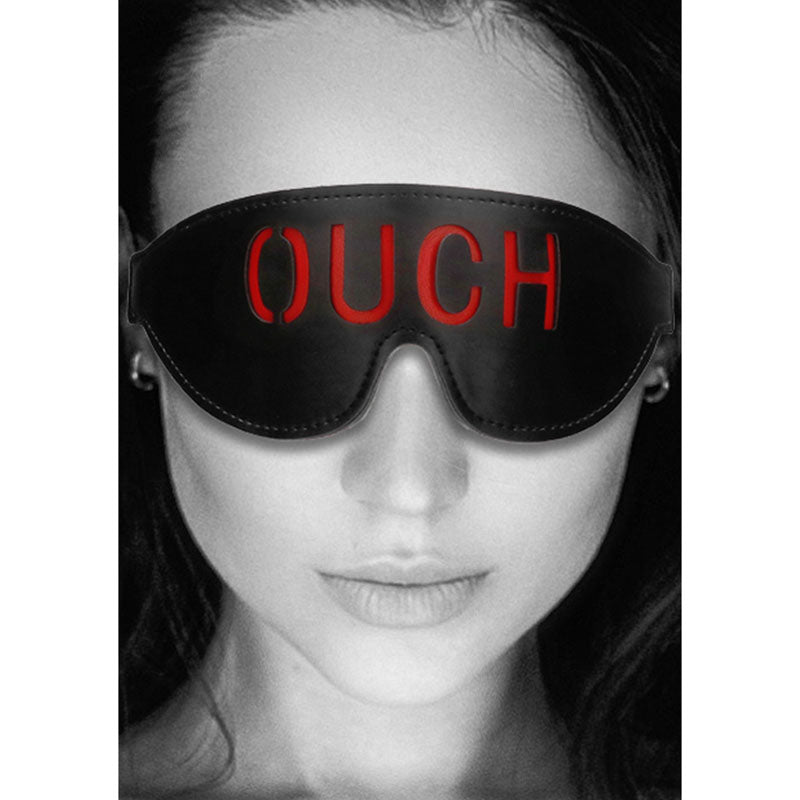 OUCH! Black & White Bonded Leather Eye-Mask ''Ouch''-(ou688blk)