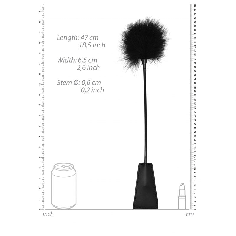 OUCH! Black & White Crop with Feather Tickler - Black 44 cm Feather Crop