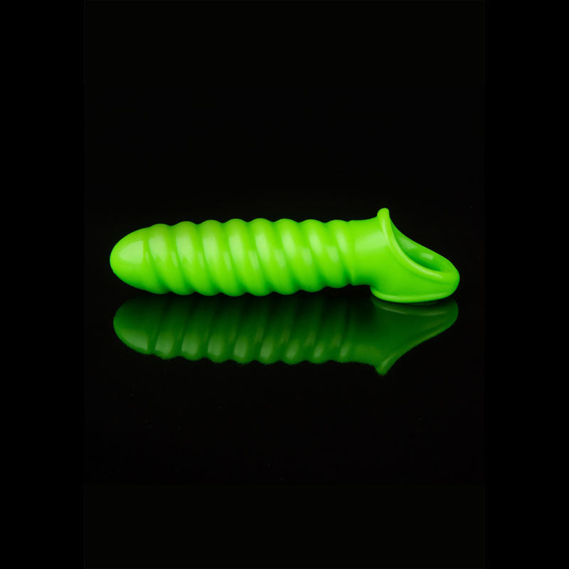 OUCH! Glow In The Dark Swirl Stretchy Penis Sleeve - Glow in Dark 15 cm Penis Extension Sleeve