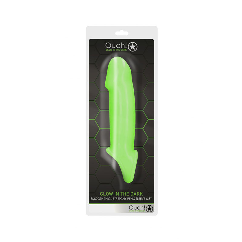 OUCH! Glow In The Dark Smooth Thick Stretchy Penis Sleeve-(ou744glo)