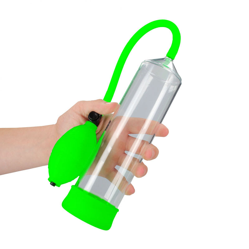 OUCH! Glow In The Dark Classic Penis Pump - Clear/Green Penis Pump