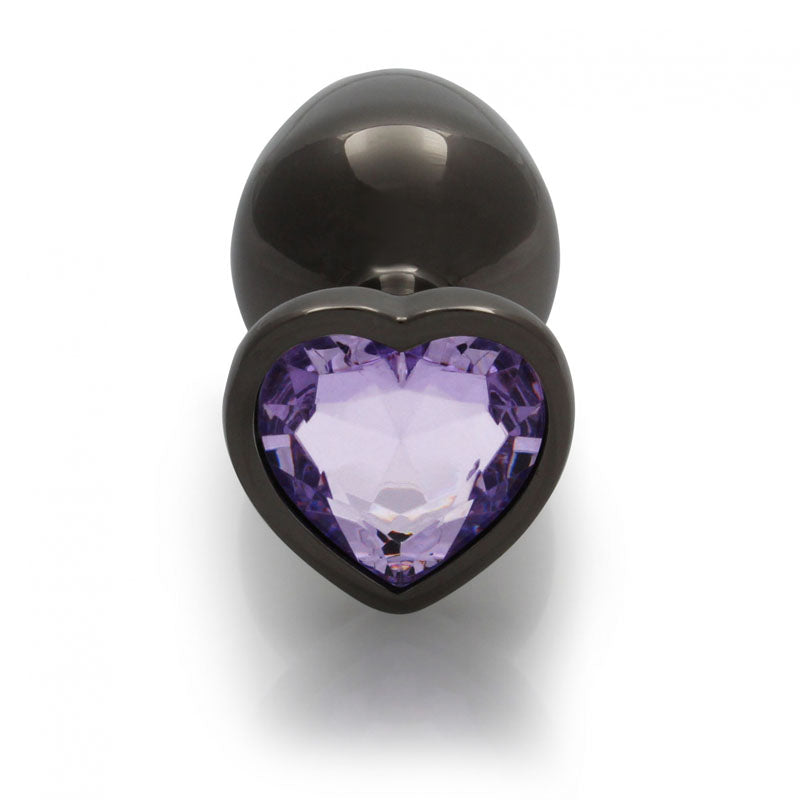 OUCH! Heart Gem Gunmetal Butt Plug - Medium-(ou812gun)