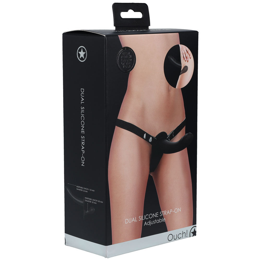 OUCH! Dual Silicone Strap-On - Black-(ou859blk)