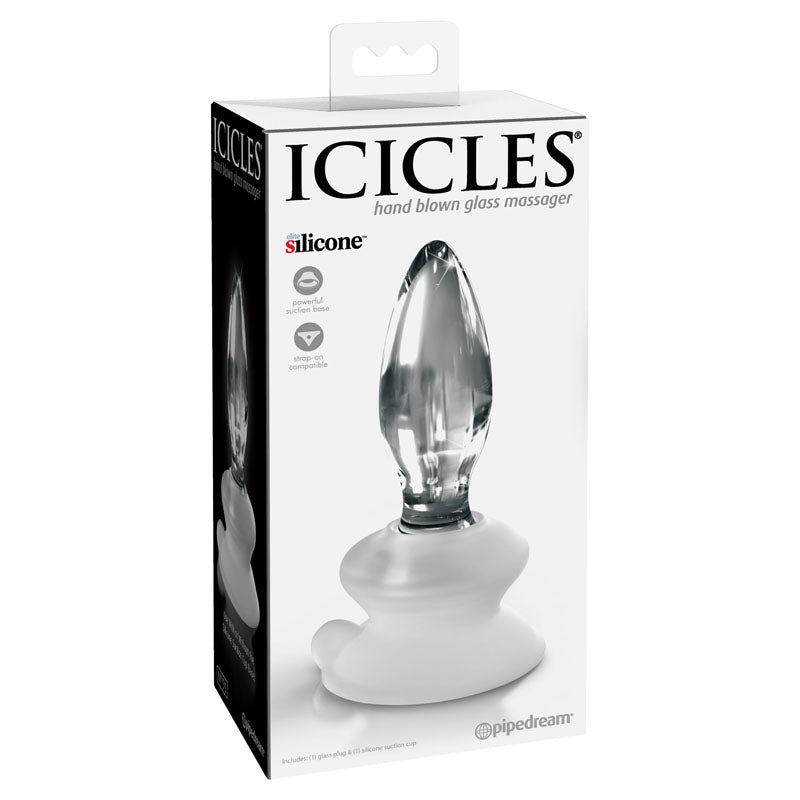 Icicles #91 - Clear 10 cm Glass Butt Plug with Suction Cup Base
