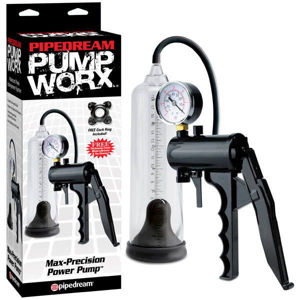 Pump Worx Max precision Power Pump Clear Black Penis Pump with