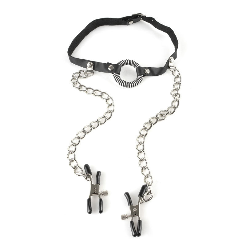 Fetish Fantasy Series O-ring Gag with Nipple Clamps-(pd3845-23)