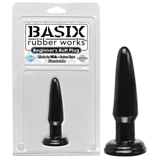 Basix Rubber Works Beginner's Butt Plug - Black 9.5 cm (3.75'') Butt Plug - Early2bed