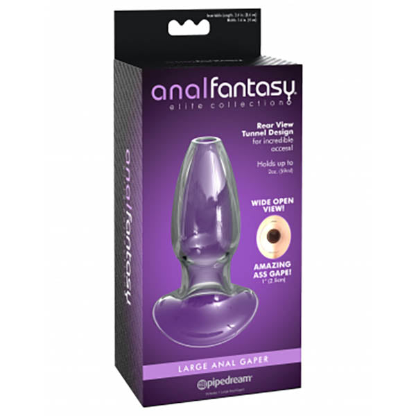 Anal Fantasy Elite Large Anal Gaper - Clear Glass Hollow Butt Plug - Early2bed