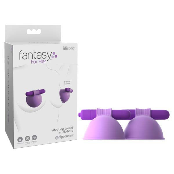 Fantasy For Her Vibrating Breast Suck-Hers - Purple 7 cm Vibrating Breast Suckers - Set of 2