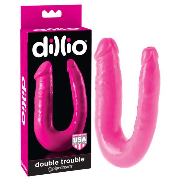 Dillio Double Trouble - Pink Double Penetrator Dong - Early2bed
