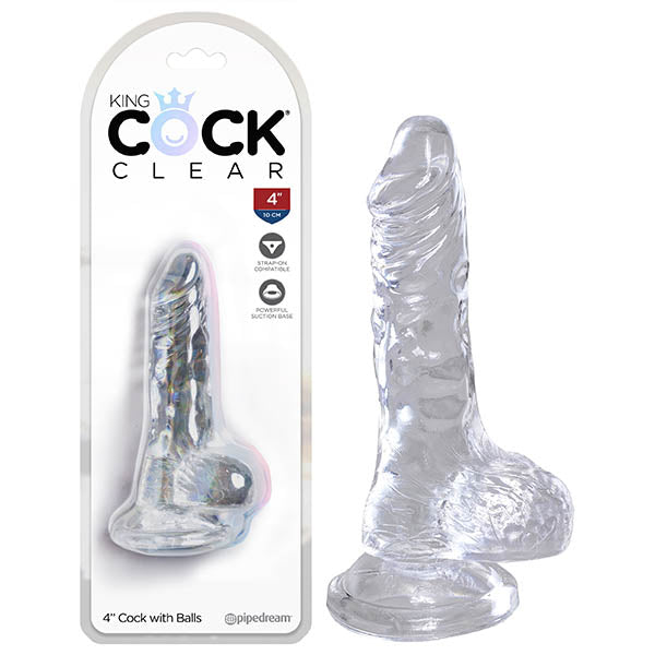 King Cock Clear 4'' Cock with Balls-(pd5750-20)