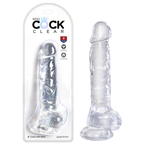 King Cock Clear 8'' Cock with Balls-(pd5756-20)