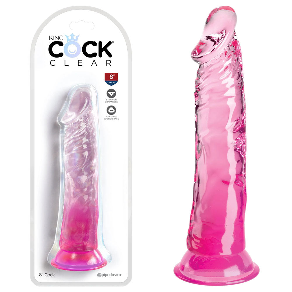 King Cock Clear 8'' Cock - Pink-(pd5757-11)