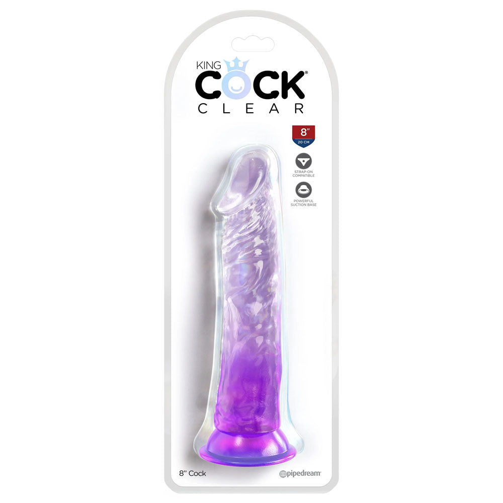 King Cock Clear 8'' Cock - Purple-(pd5757-12)
