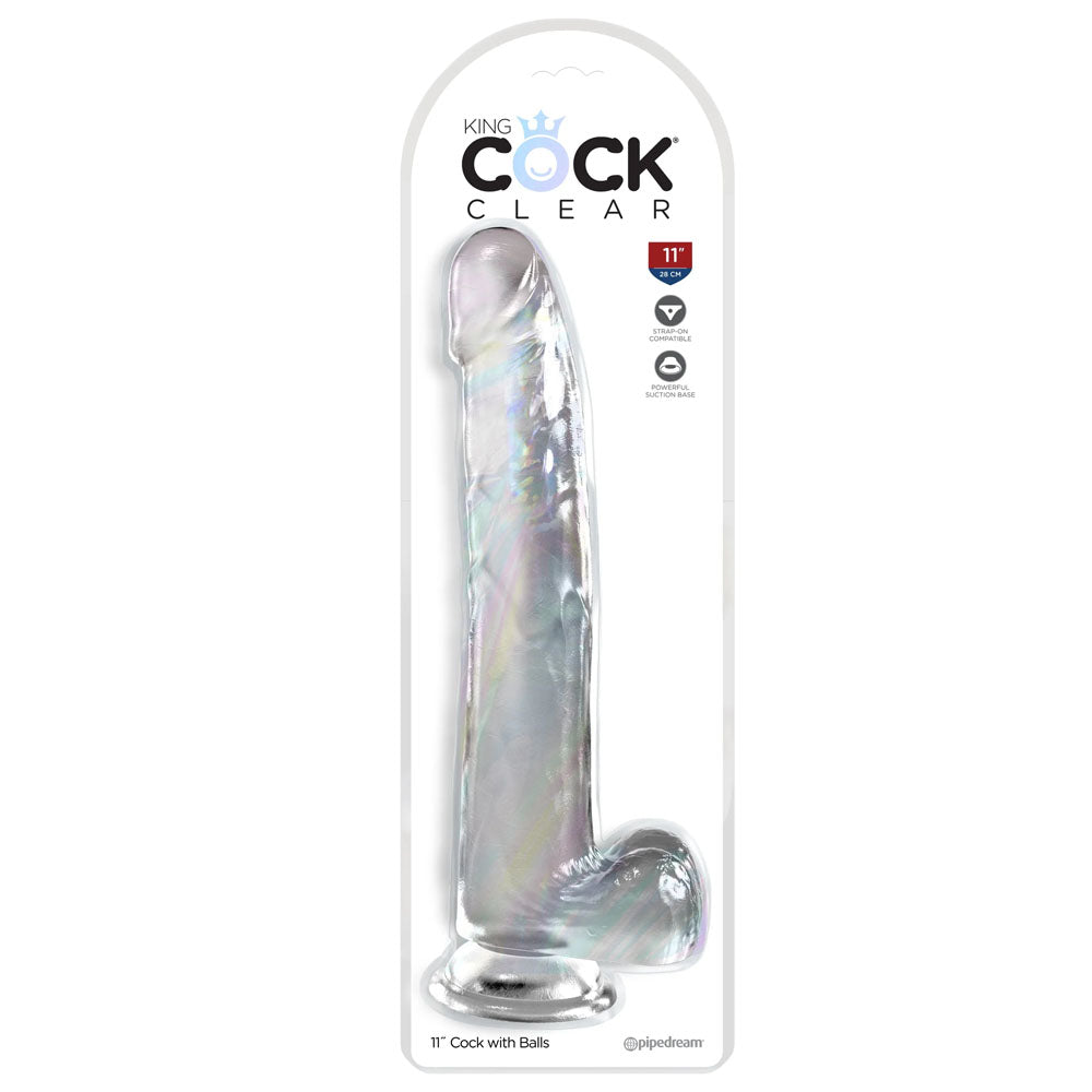 King Cock Clear 11'' Cock with Balls - Clear-(pd5759-20)