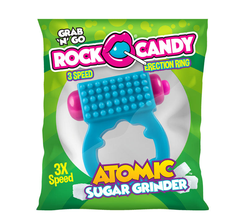 Rock Candy Atomic Sugar Grinder - Blue 3-Speed Vibrating Cock Ring