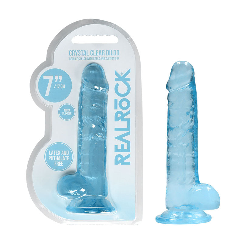 RealRock 7'' Realistic Dildo With Balls - Blue 17.8 cm Dong