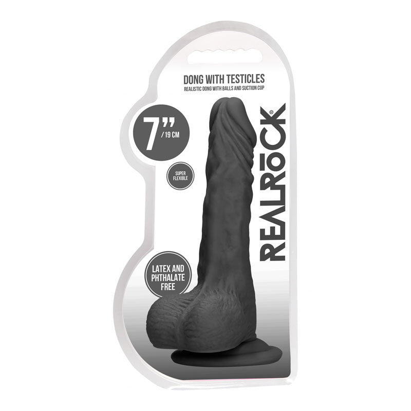 REALROCK 7'' Realistic Dildo With Balls-(rea094blk)