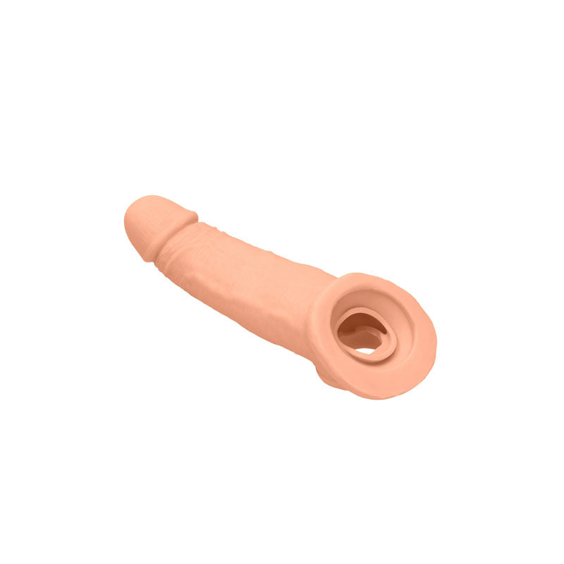 REALROCK 9'' Realistic Penis Extender with Rings - Flesh 22.9 cm Penis Extension Sleeve