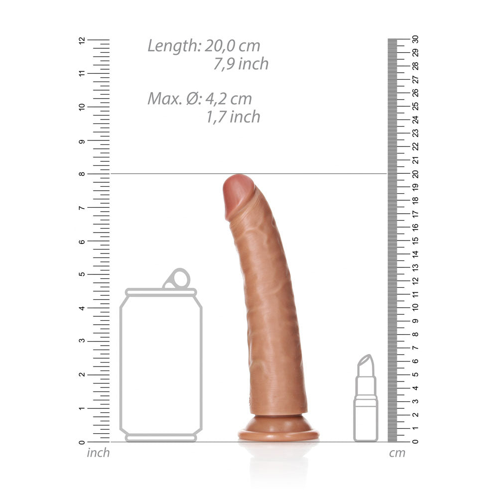 REALROCK Realistic Slim Dildo with Suction Cup - 18cm-(rea114tan)