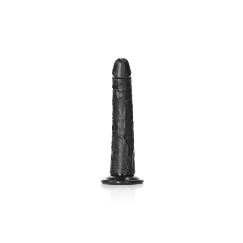 REALROCK Realistic Slim Dildo with Suction Cup - 20.5cm-(rea115blk)