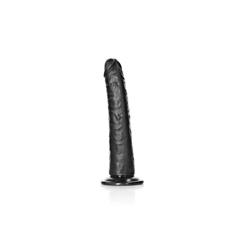 REALROCK Realistic Slim Dildo with Suction Cup - 20.5cm-(rea115blk)