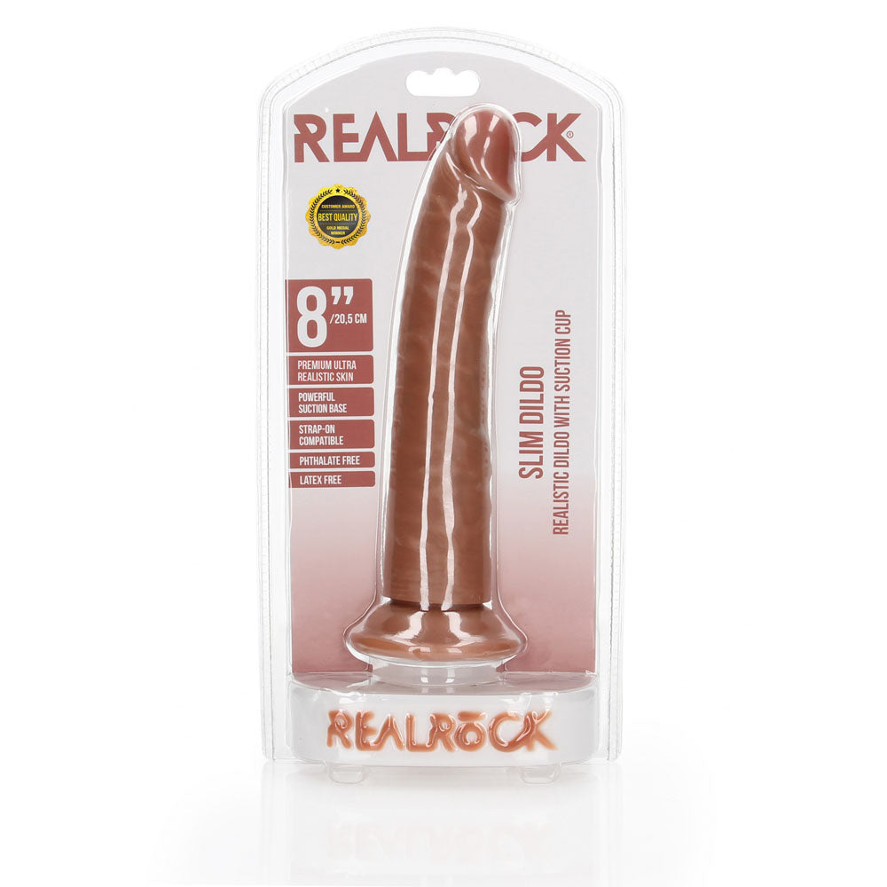 REALROCK Realistic Slim Dildo with Suction Cup - 20.5cm-(rea115tan)