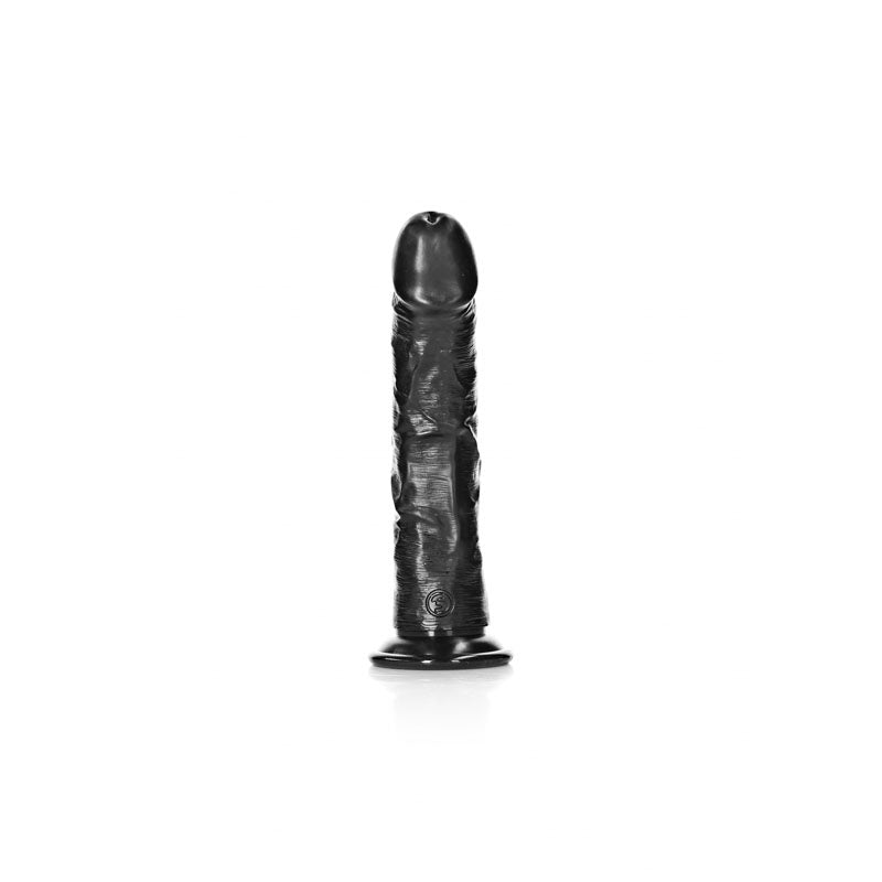 REALROCK Realistic Regular Curved Dildo with Suction Cup - 18 cm-(rea117blk)