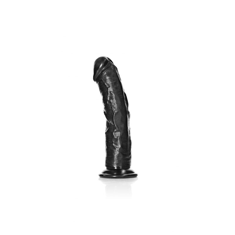 REALROCK Realistic Regular Curved Dildo with Suction Cup - 18 cm-(rea117blk)