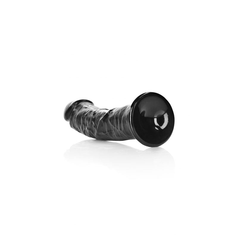 REALROCK Realistic Regular Curved Dildo with Suction Cup - 18 cm-(rea117blk)