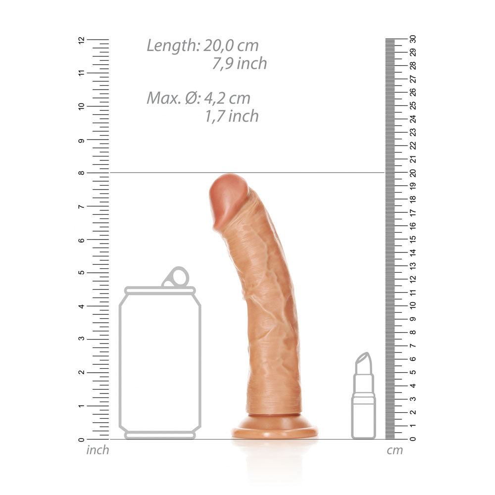 REALROCK Realistic Regular Curved Dildo with Suction Cup - 18 cm-(rea117tan)
