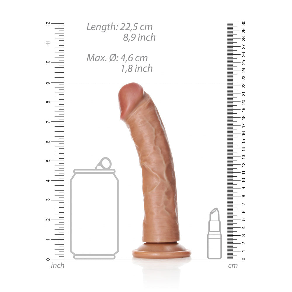 REALROCK Realistic Regular Curved Dildo with Suction Cup - 20 cm-(rea118tan)