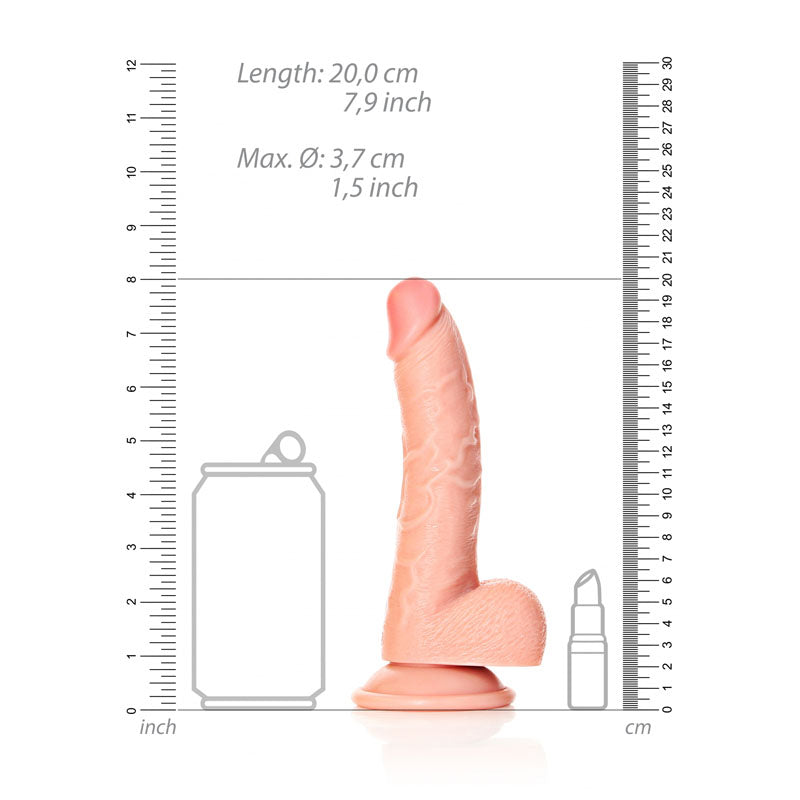 REALROCK Realistic Regular Curved Dong with Balls - 18 cm-(rea122fle)