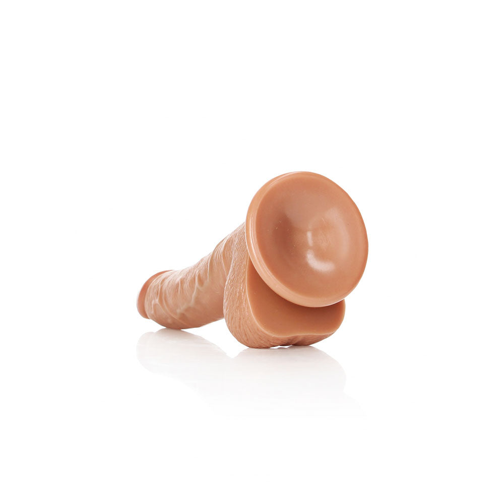 REALROCK Realistic Regular Curved Dong with Balls - 18 cm-(rea122tan)