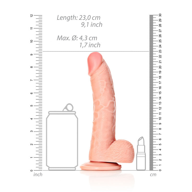 REALROCK Realistic Regular Curved Dong with Balls - 20.5 cm-(rea123fle)