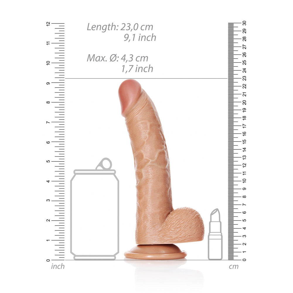 REALROCK Realistic Regular Curved Dong with Balls - 20.5 cm-(rea123tan)