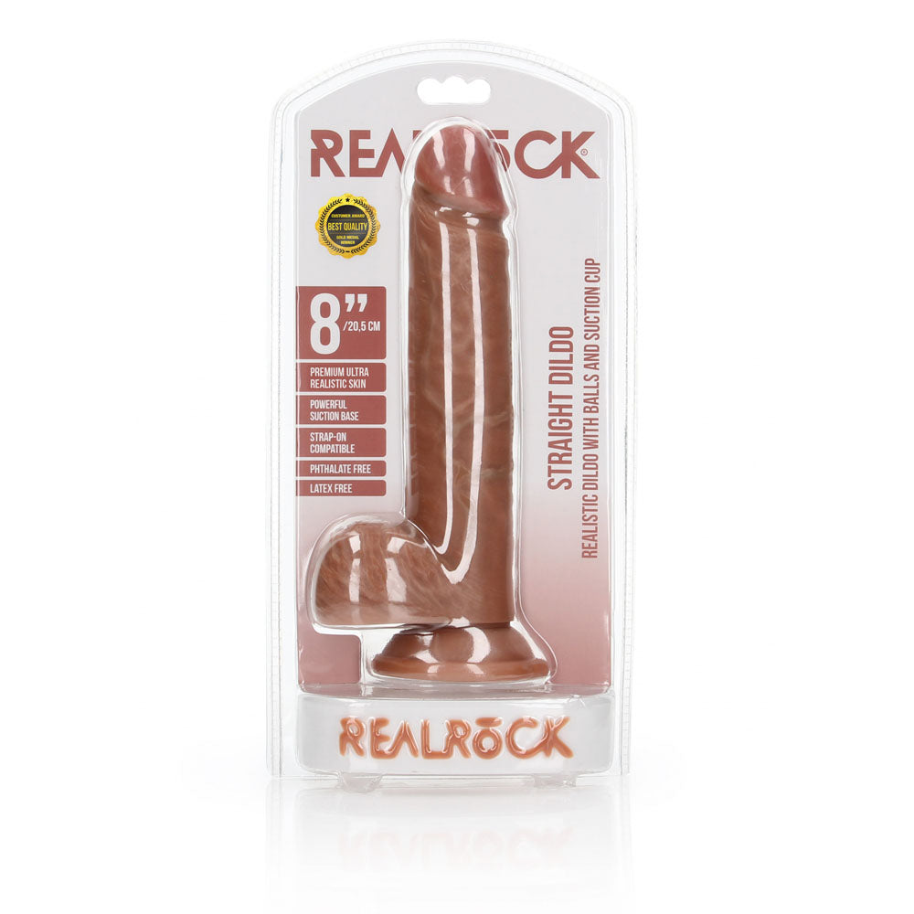 REALROCK Straight Realistic Dildo with Balls - 20.5 cm-(rea125tan)