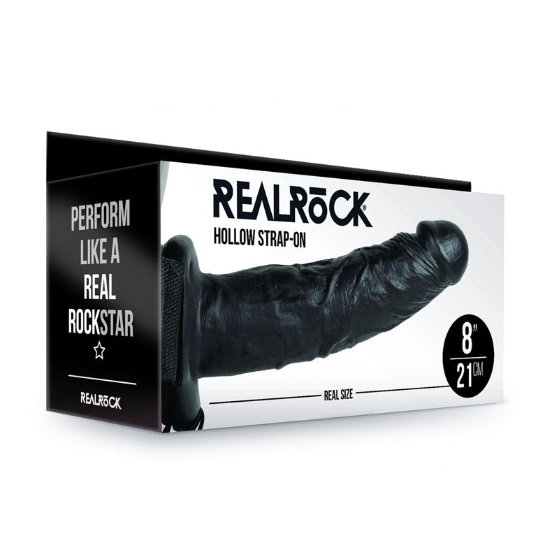 REALROCK Hollow Strap-on - 20.5 cm Black-(rea136blk)