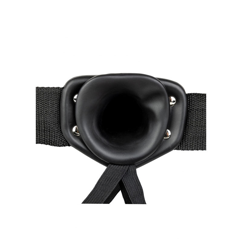 REALROCK Vibrating Hollow Strap-on - 20.5 cm Black-(rea139blk)