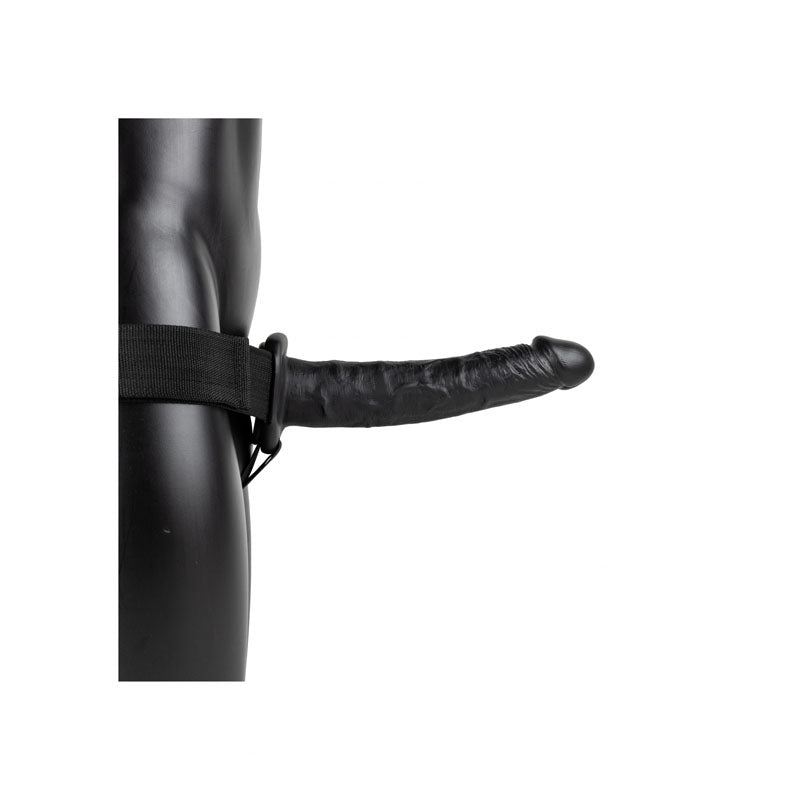REALROCK Vibrating Hollow Strap-on - 24.5 cm Black-(rea140blk)