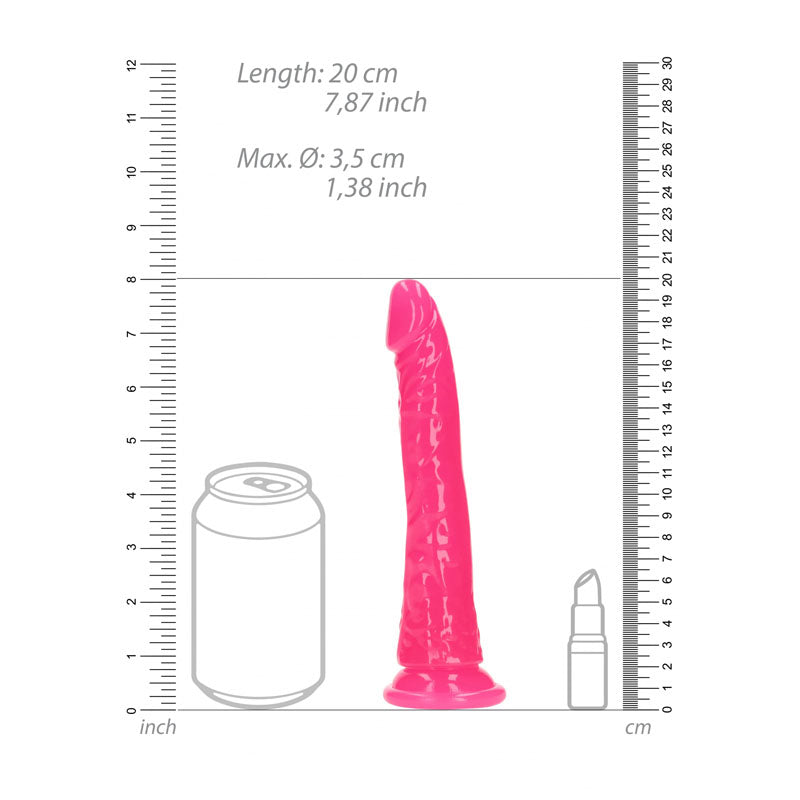 REALROCK 18 cm Slim Glow in the Dark Neon - Pink-(rea142glopnk)