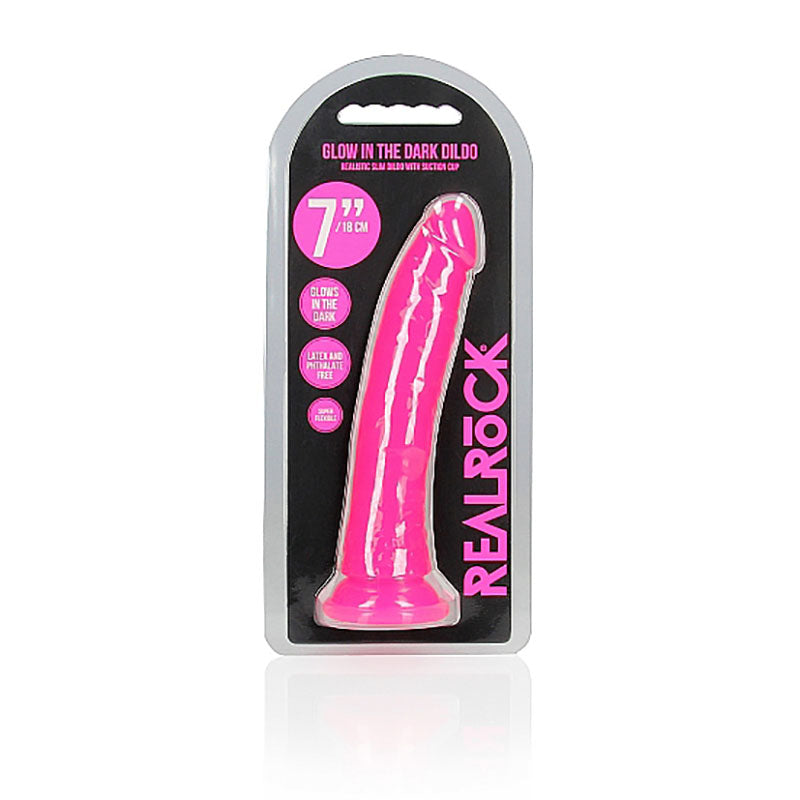 REALROCK 18 cm Slim Glow in the Dark Neon - Pink-(rea142glopnk)